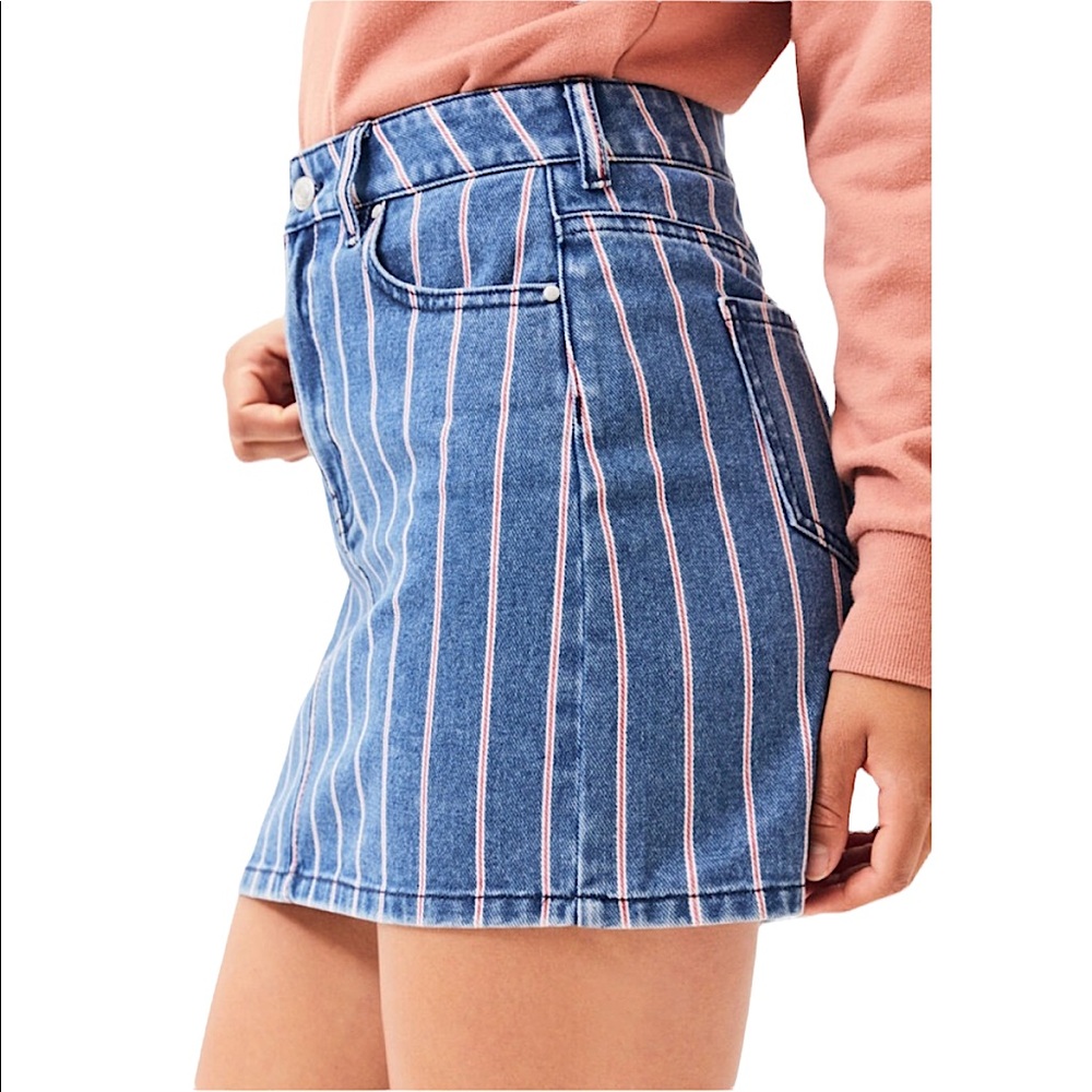 NWOT PACSUN red white and blue denim striped skirt size 24 / XS new without tags